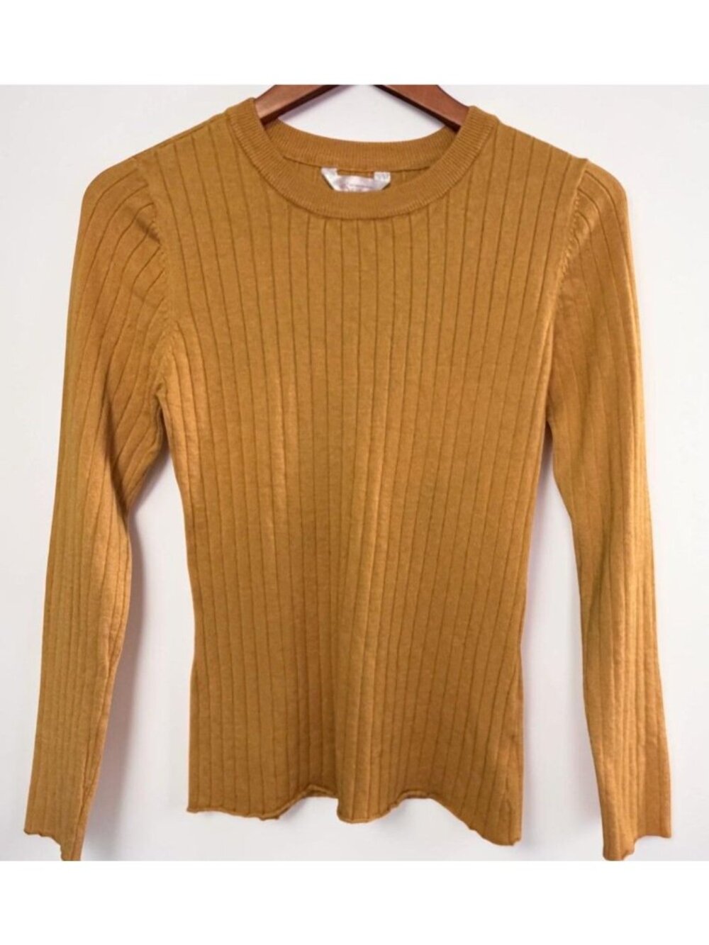 Ribbed Mustard Yellow Sweater Y2K Juniors Size XL Long Sleeve No Boundaries